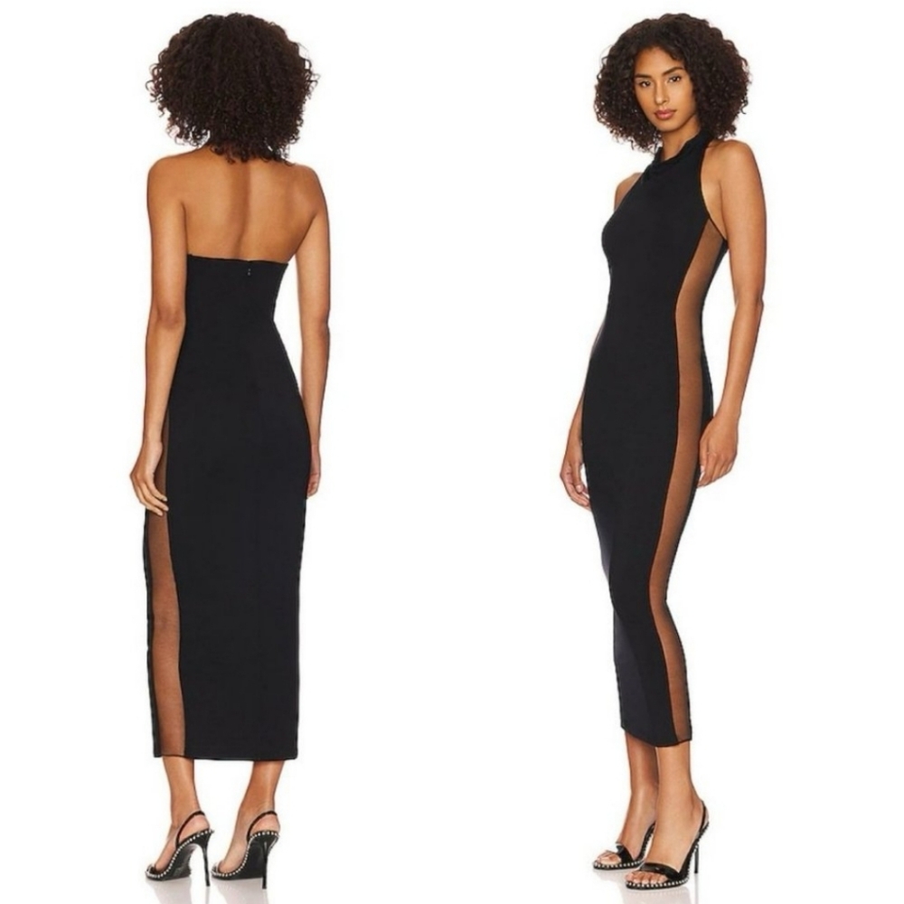 Nbd Revolve Dionne Midi Halter Sun Dress Black Medium Sundress Nwt New
